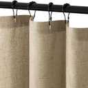 MIULEE Extra Long Linen Shower Curtain 84 Inches with 12 Metal Hooks Boho Farmhouse Heavy Buttonhole Fabric Shower Curtain Set Waterproof Thick Cloth Neutral Curtains for Bathroom W72*L84, Khaki