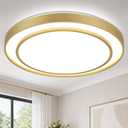 Gold LED Flush Mount Ceiling Light 20 Inch, Dimmable Ceiling Light Fixture 48W with 5CCT, Modern Kitchen Lighting Fixtures Ceiling for Bedroom Living Room