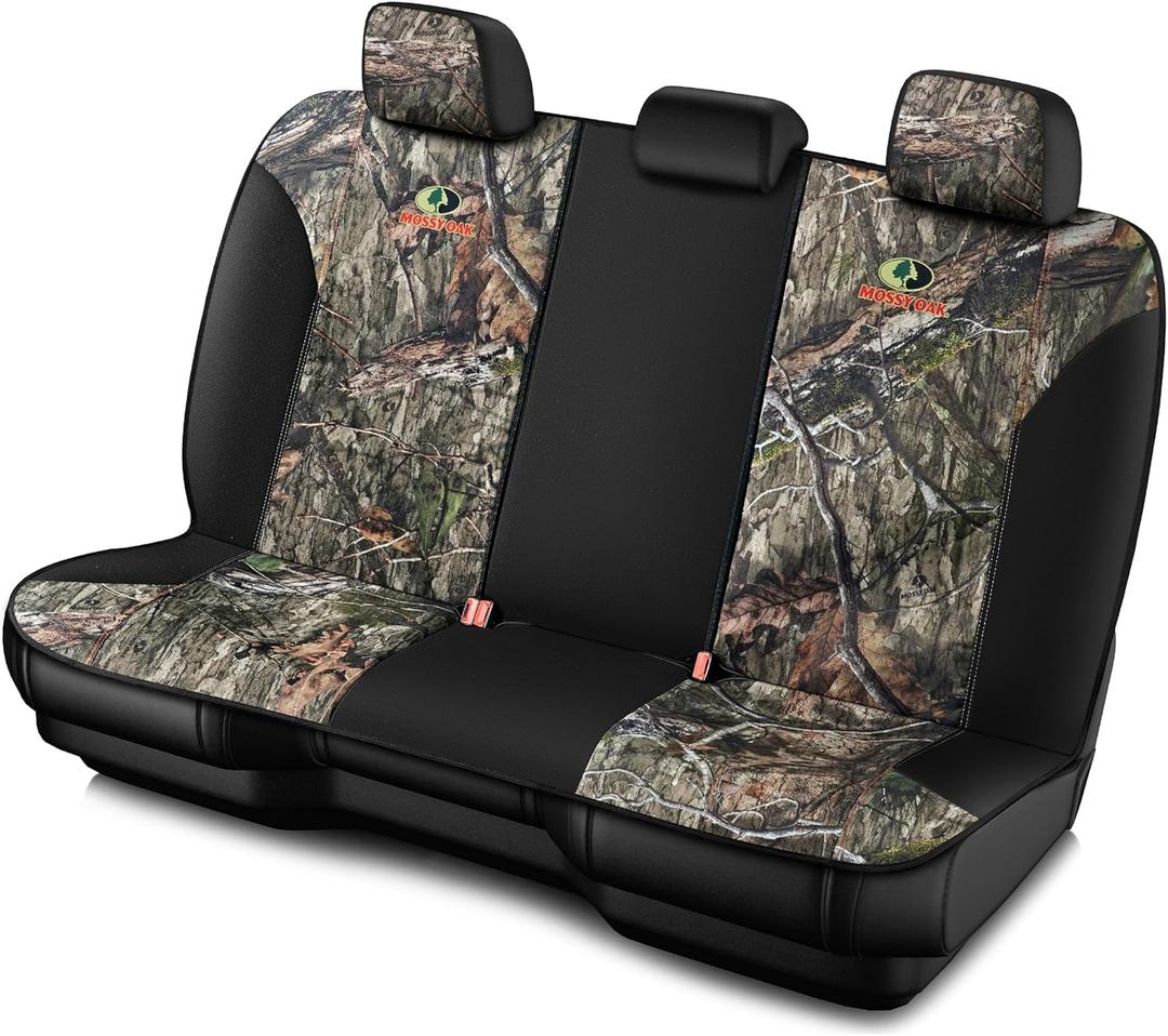 Mossy Oak Low Back Camo Full Size Bench Seat Covers, Universial Fit, Fit Most Rear Seats - Made with Premium Rip-Stop Oxford Fabric - Official Licensed Product