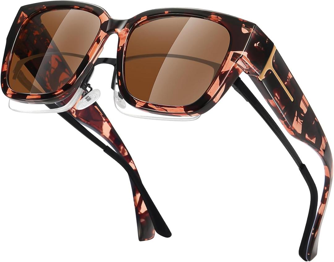 MEETSUN Oversized Fit Over Glasses Sunglasses for Women Men Large Trendy Polarized Sunglasses for Driving UV Protection (Tortoise/Brown)