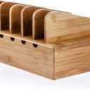 Prosumer's Choice Wooden Charging Station Organizer - 5-Port Base for Phones, Tablets and Laptops - Multi-Device Docking Station with Removable Divider Slots - Cord Box with Cable Management - Bamboo (Natural Bamboo)