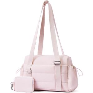 ROULENS Small Gym Bag for Women 2 Set Mini Gym Duffle Bag with Wet Compartment and Coin Wallet, Gym Tote Bag for Workout/Sport/Travel (Pink)