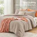 MUXHOMO Full Comforter Sets, All Season Ultra Soft Down Alternative Bedding - 3 Piece Lightweight Bed Set Includes 1 Comforter (82"x86") and 2 Pillow Shams (20"x26"), Dark Linen