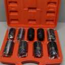 6 Point Deep Impact Socket Set 1/2 Drive, 29-38mm, 9Pcs CR-MO Spindle Metric Axle Hub Nut Socket with Heavy Duty Portable Storage Case for Removing & Installing Axle Nuts