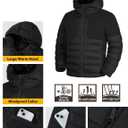 GEMYSE Men's Lightweight Winter Windproof Puffer Coats Warm Insulated Jacket with Hood (Black, XL)