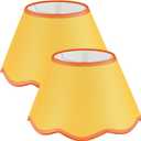 VIHOSE 9.4'' Bottom x 5.9'' High x 5.1'' Top Set of 2 Lamp Shade with Petal Edge, Fabric Scalloped Lampshade, for Floor Wall Table Lamps Living Room Bedroom(Yellow)