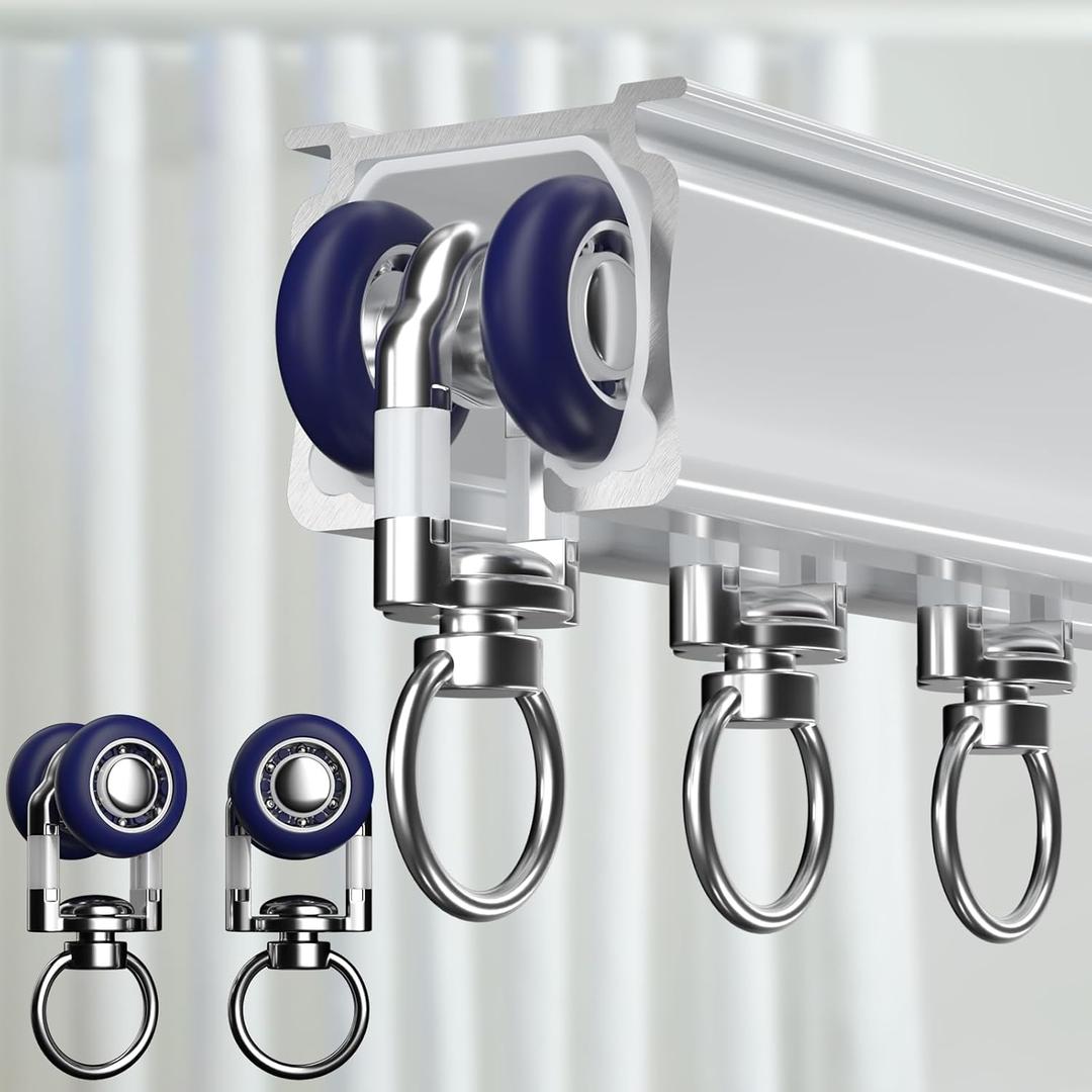 Ceiling Curtain Track, Heavy-Duty Curtain Tracks Ceiling Wall Mount for Curtains Ceiling Mounted Curtains Rod Track System with Roller Hooks Sliding Curtains Tracks Rails Set, White (6FT-9FT)