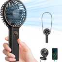 SWEETFULL Handheld Fan, Portable Fan, 5000mAh Rechargeable Battery, 6 Speed Wind, LED Display, Personal Mini Travel Fan with Backup Power, Hand Held Fan USB Foldable Electric Fan for Women Girl (Black)