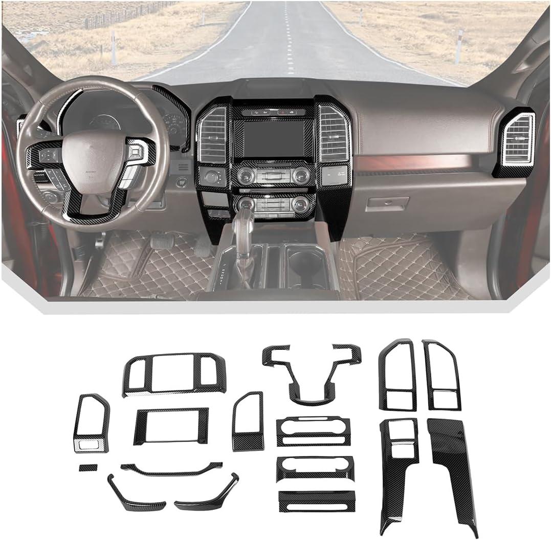 JeCar 16PCS Full Set Carbon Fiber Interior Trim Kit for 2015-2020 Ford F150