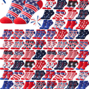 Shinymoon 72 Pairs Patriotic Socks Bulk 4th of July Gifts for Women Men American Flag Ankle Socks Funny Star Striped 4th of July Independence Day Military Veteran Gifts