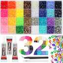 37000Pcs 32 Colors Resin Jelly Rhinestones for Bedazzling, 3mm Multicolor Flatback Gems for Crafting, Bedazzler Kit with 3Pcs 10ml B7000 Glue for Clothes Book Shoes Nails Art Makeup