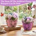 4 Set 16pcs Spring Solar Powered Flying Butterfly Centerpieces Fluttering Solar Butterfly Stakes Moving Tea Party Decorations Artificial Peonies Flower with Boxes for Wedding(Openwork)