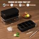PHINOX Large Ice Cube Tray with Lid and Bin, Ice Trays for Freezer, 2 INCH Whiskey Ice Cubes Mold, 2*8 pcs Square Ice Cube Mold with Tong, Easy to Release, Large Ice Tray for Whiskey Cocktail Bourbon