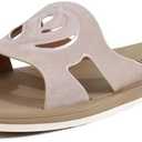 ONCAI Slides for Womens,Flat Dressy Square Toe Summer Beach Sandals for Woman with Comfortable Non-slip Rubber Soles Size 11, All Beige 