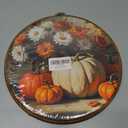 DILSJ Fall Pumpkin Round Wall Art Decor, Farmhouse Harvest Autumn Pumpkin Floral Canvas Wall Art Framed, Vintage Fall Hanging Decorations for Home Bedroom Living Room, 10x10 Inch