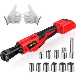 3/8 Inch Cordless Ratchet Wrench for Milwaukee M18 18V Battery - 42Ft-Lbs Brushless Motor Electric Ratchet Set with 0-220RPM Variable Speed,8 Sockets,1/4" and 1/2" Adapters,3" Extension Bar(Tool Only)