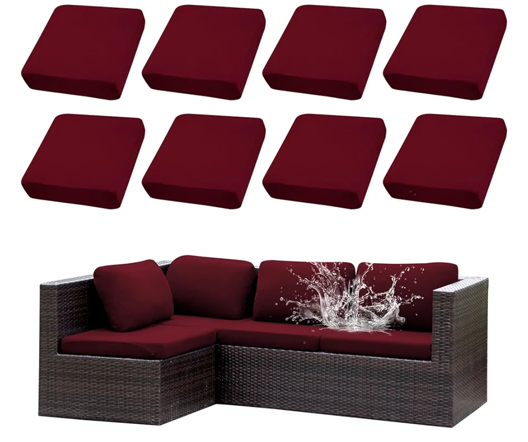 Outdoor Cushion Covers Set,8PCS Waterproof Patio Furniture Couch Seat Slipcovers, Replacement for Sofa Sectional Chair(Cover，Only)