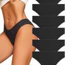 FINETOO Cotton Underwear for Women Sexy Low Rise Ribbed Hipster Breathable Soft Womens Bikini Girls Panties Cheeky S-3XL (Black)
