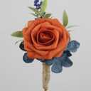 Rinlong 2Pcs Terracotta Navy Boutonniere with Pin for Men, Groom, Groomsmen | Fall Wedding, Prom, Homecoming