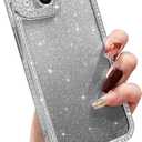 Compatible with iPhone 13 Case with Glitter Sparkle Diamond, Women Girls Shiny Crystal Rhinestone TPU Bumper Protective Case Cover foriPhone 13 6.1 Inch,Silver
