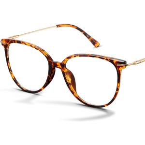 Gaoye Blue Light Blocking Glasses - Trending Round TR90 Frames, Metal Arms, UV400 Protection - Matching Soft Case (*1-tea Leopard/Transparent Lens)