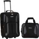 Rockland Fashion Softside Upright Luggage Set, Black/Gray, 2-Piece (14/19) (2-Piece Set (14/19))