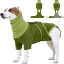 FUAMEY Recovery Suit for Dogs, Neck Wound Cover Onesie for Surgery Female Dog, Prevent Licking Surgical Suits for Male Dogs After Neutering, Cone Alternative After Surgery, Bichon Frise (Green, S)