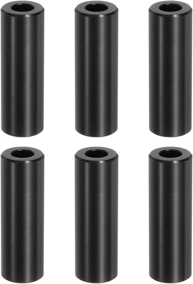 PATIKIL 6PCS Aluminum Spacers, 1/4" x 1/2" Metal Spacers Aluminum 1-1/2" L Spacer Screw Standoff Round Unthreaded Standoff Bushing for 1/4inch Screw Bolts, Black Black