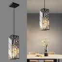 Black Pendant Lighting Modern Pendant Light, Mini Crystal Chandeliers,Adjustable Pendant Light Fixture for Kitchen Island Dinning Room Bedroom (1 Pack)