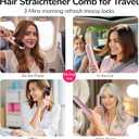Go Brush Pro for Short Hair Hair Straightener Brush Cordless & Portable with 300M Negative Ions, 4 Temps Fast Heating, Game Day Ready Styling Tool for Watch Parties, Travel & Daily Use Pink
