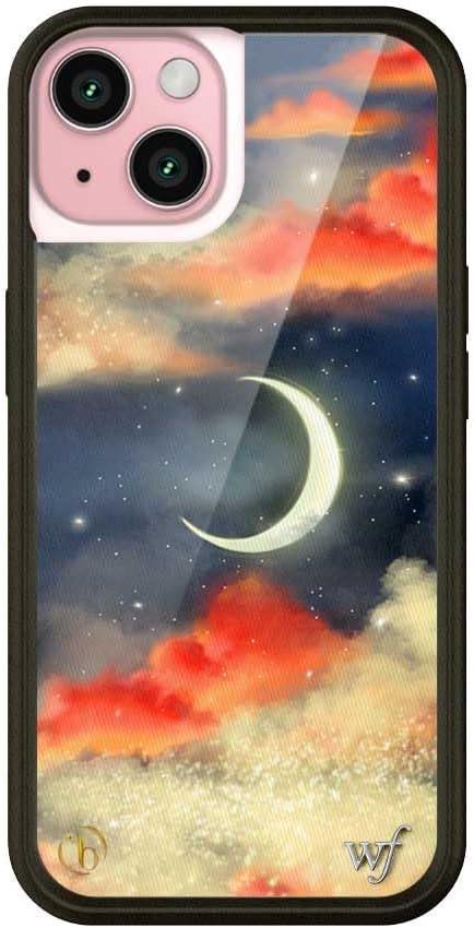 Wildflower Cases - Compatible with iPhone 15 | Protective Black Bumper, 6.5ft Drop Test Certified, Women Owned Small Business | Moon Aesthetic Trendy | Collab - Orebella