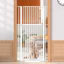 Senneny 63 Extra Tall Cat Gate Auto Close & One-Hand Open, No Drilling Pressure Mounted Kits and Wall Mounted Kits, Metal Pet Gate Fits Openings 29.5 to 33.4 Wide, White