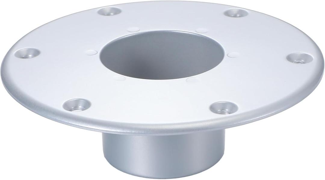 Colingmill Rv Trailer Pedestal Base Round Flush Mount Table Leg Base Aluminum Rv Pedestal Table Flange Accessories Floor Mounting with 6 Mounting Holes (Silver)