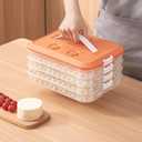 4-Layer Small Frozen Dumpling Storage with Lids, Flat Stacks Food Container Icing Cookies Wonton Donuts Box Organizer For Fridge, 1.18 Inches Net Height for Per Layer, White