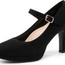 DREAM PAIRS Women's Pumps Close Toe Classic High Heels Round Toe Comfortable Low Platform Mary Jane Dress Shoes (9)