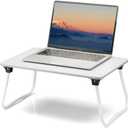 ZEAPTAC Laptop Bed Desk, Foldable Lap Desk, Portable Laptop Stand, Lightweight & Mini Table for Breakfast/ Picnic/ Drawing/ Couch/ Floor - White