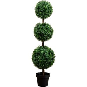 Nearly Natural 4ft. Artificial Triple Ball Boxwood Topiary Tree (Indoor/Outdoor)