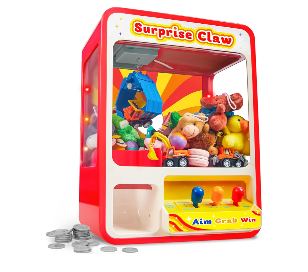 JOYIN Claw Machine Arcade Toy with LED Light & Adjustable Sound, Rechargable Dispenser Toys Mini Vending Machine for Kids  Perfect Christmas & Birthday Big Gifts for Kids, Ages 3+