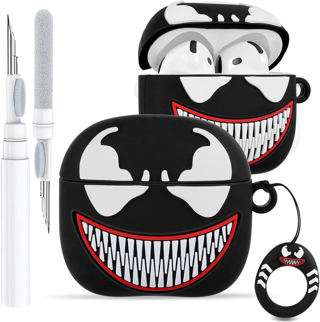 Toyuma for AirPods 4 Case Cute Kawaii Cartoon - Funny 3D Soft Silicone Case Cover with Keychain & Cleaner Kit for Women Girls Teens Character Fun Fashion Design Protective Case for Airpods 4,Duye