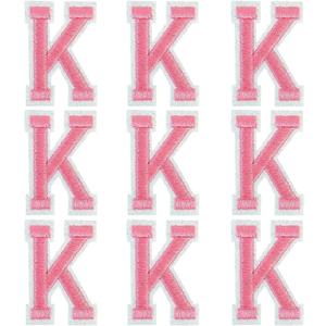 2 x GYGYL Iron on Letters Patches, 9Pcs of 2 Inch Pink Letter K Patches, Alphabet Embroidered Patch for Clothes, Dress, Hat, Socks, Jeans, DIY Accessories