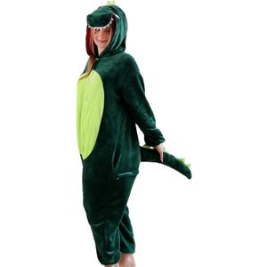 PARTTELY Adult Animal Onesie Pajamas - Unisex Plush Fleece Loungewear, Winter Warm Sleepwear for Men Women (Green, XL)