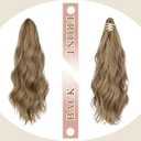 FELENDY 16" Ponytail Extension Long Curly Wavy Ponytails Clip in Claw Hair Extension Pony Tails Natural Looking Synthetic Hairpiece for Women Light Brown mix Ash Blonde
