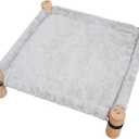 Pozico Cat Hammock Bed Wooden Elevated Cat/Dog Bed with Plush Winter Fabric Raised Pet Cot Furniture for Small Dogs, Cats & Small Animals Warm Indoor Lounger Portable & Washable