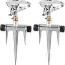 Landhoow 2 Pcs Lawn Sprinkler Heavy Duty Adjustable Pulsating Water Sprinkler Head with Spike Base Adjustable Spraying Area and Distance for Large Area Garden Lawn Yard Irrigation