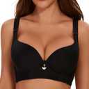 Push Up Bra for Women Back Smoothing Bra Seamless Underwire Soft T-Shirt Bras (46DD, Black)