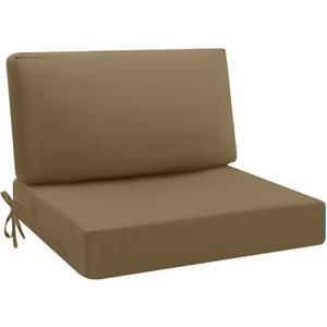 idee-home Outdoor Cushions for Patio Furniture, Outdoor Seat Cushion, Waterproof Hampton Bay Deep Seat Replacement Couch Chair Cushions for Garden Lawn Backyard Deck, 26.5 x 26.5 (Khaki)
