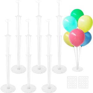 6 Sets Balloon Sticks with Base, Balloon Stand Kits, Balloon Stands With Base For Table Center Floor Birthday Wedding Party Decorations
