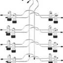 TOPIA HANGER 4 Tier Metal Skirt Hangers for Women, Pants Hanger Space Saving with Adjustable Clips, Gain 70% More Space, Non Slip Grip for Slacks, Trousers, Shorts, Jeans, Towels, Black, 2-Pack, CT20B