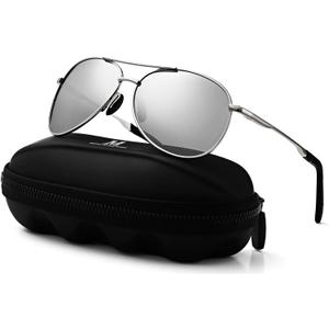 mxnx Aviator Sunglasses for Men Polarized Women UV Protection Lightweight Driving Fishing Sports Unisex glasses MX208 (Silver Frame Silver Lens)