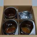 Amber Glass Qtip Holder, Apothecary Jar,Qtip Dispenser with Metal Lid & Stickers- 3Pack Containers,Vanity Canister Organizer Storage,Bathroom Accessories Set for Cotton Swab, Ball, Pad, Floss